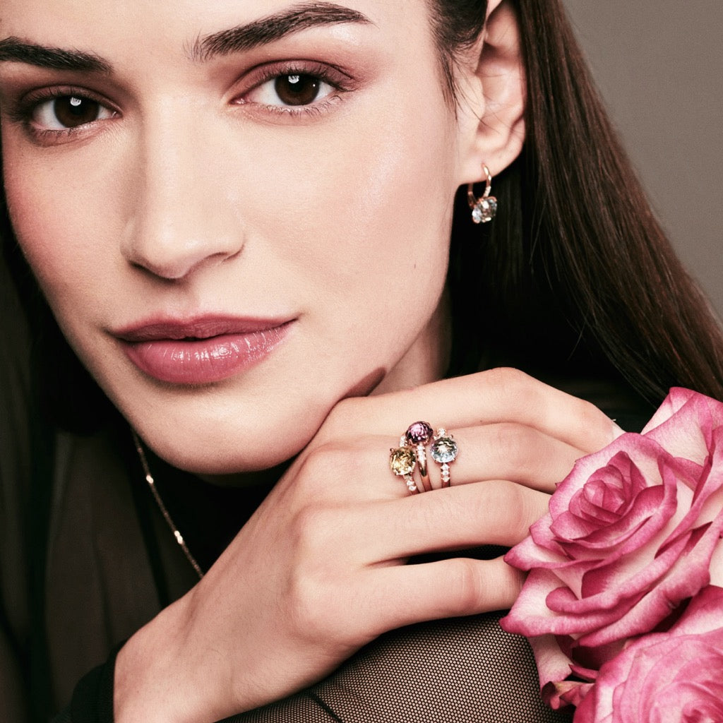 MIMI MILANO Anello Cherry in oro rosa 18 carati con pietra colorata e diamanti