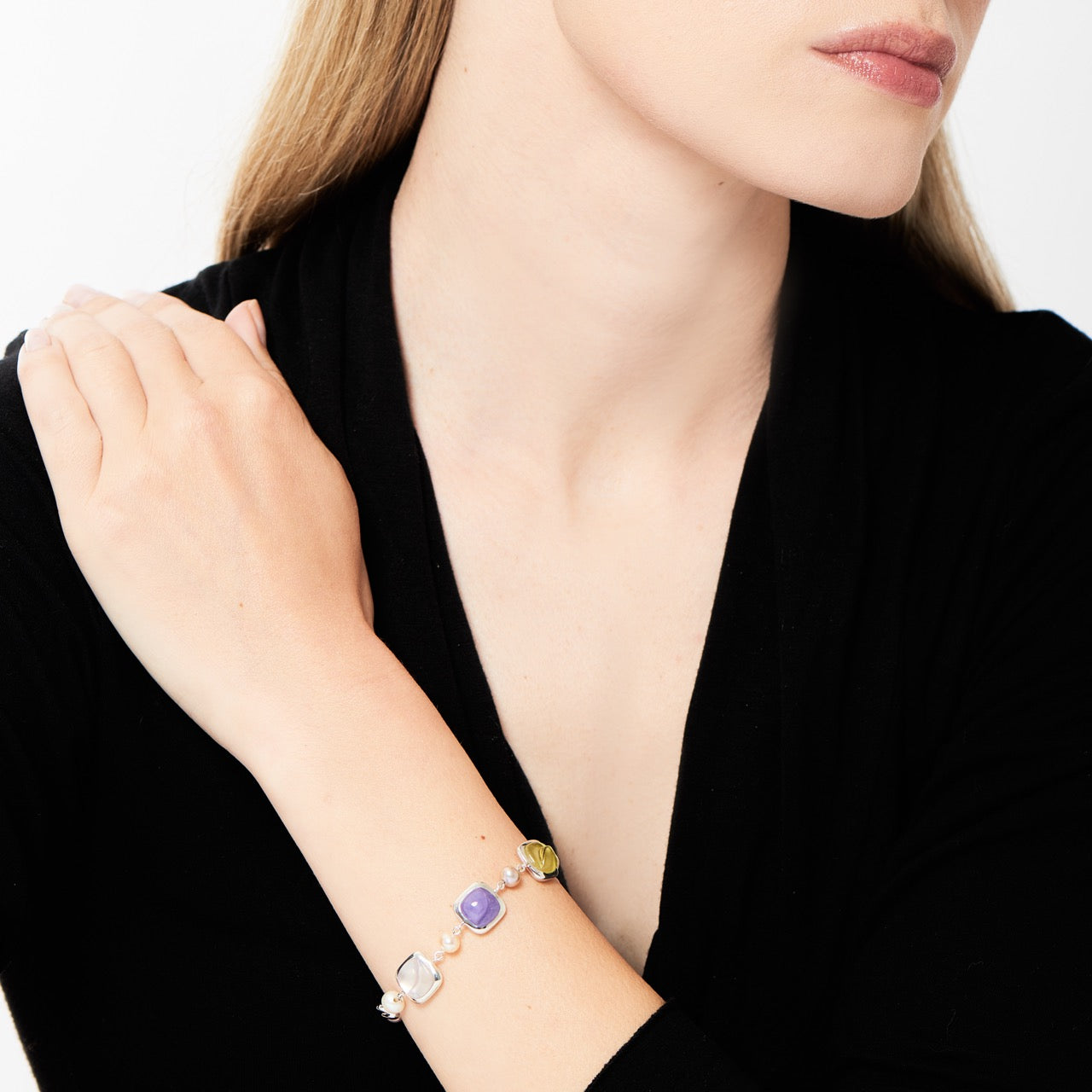 MIMI Bracciale Dune in Argento, pietre colorate e perle freshwater