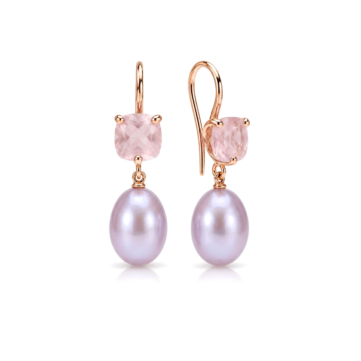 Shanti purple pearl earrings with rose quartz — MIMÍ Milano