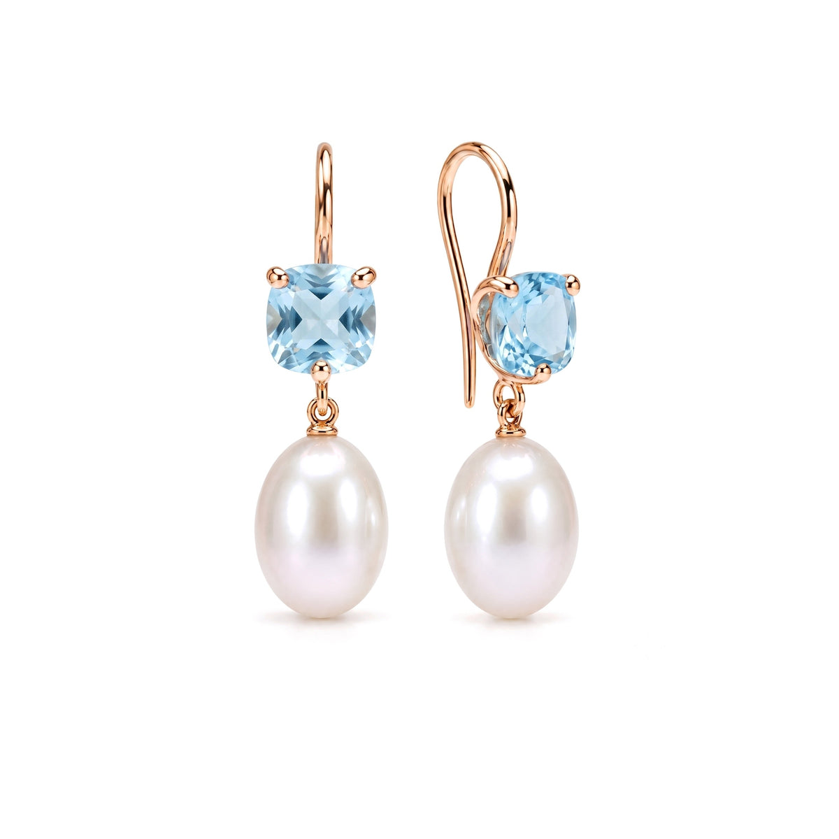Shanti earrings with white pearls, rose gold — MIMÍ Milano