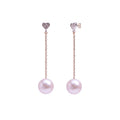 Heart purple pearl earrings with chain