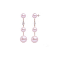 Star earrings with three purple pearls and chain