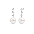 Short 3 Hearts white pearl earrings