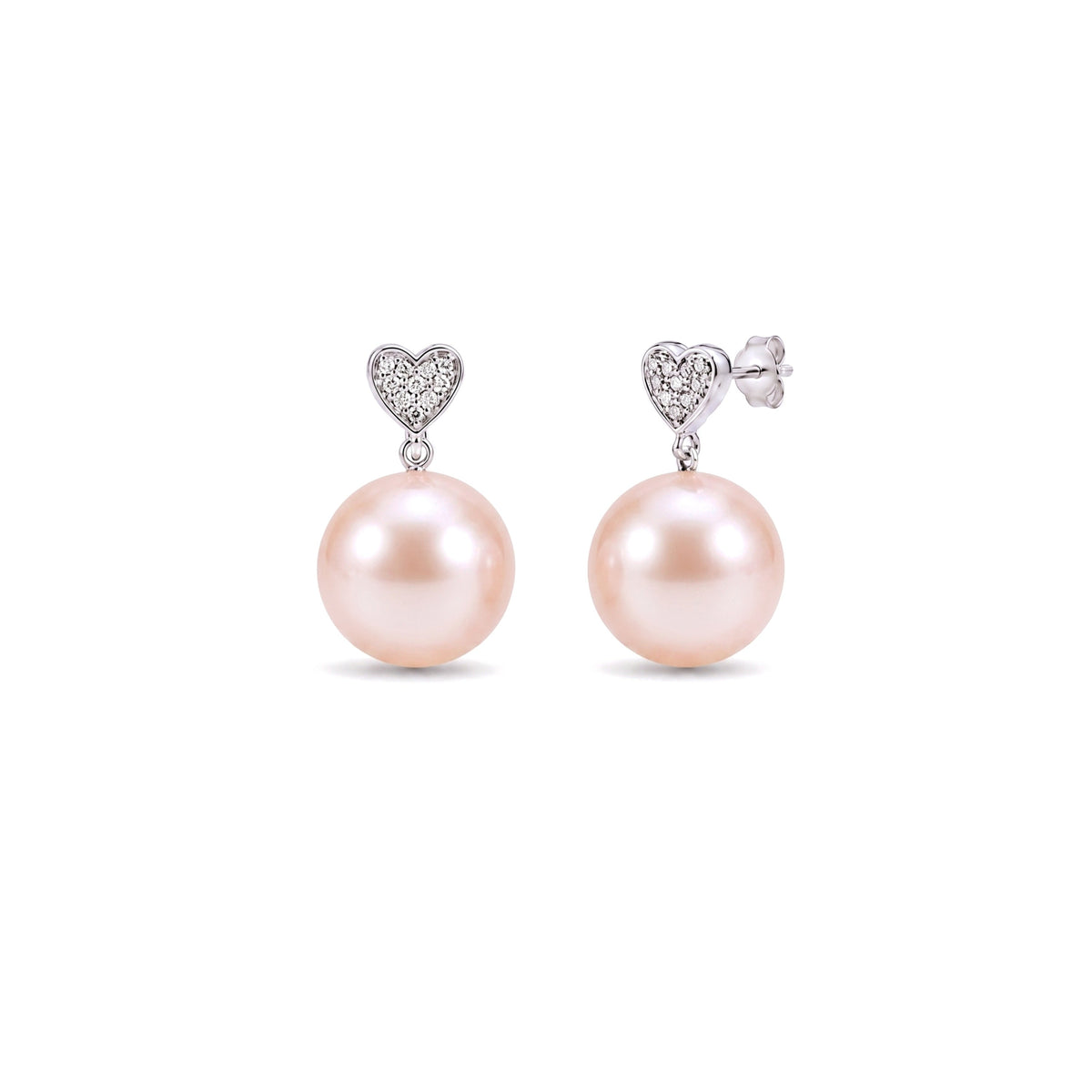 Orecchini Cuore perle rosa corti — MIMÍ Milano