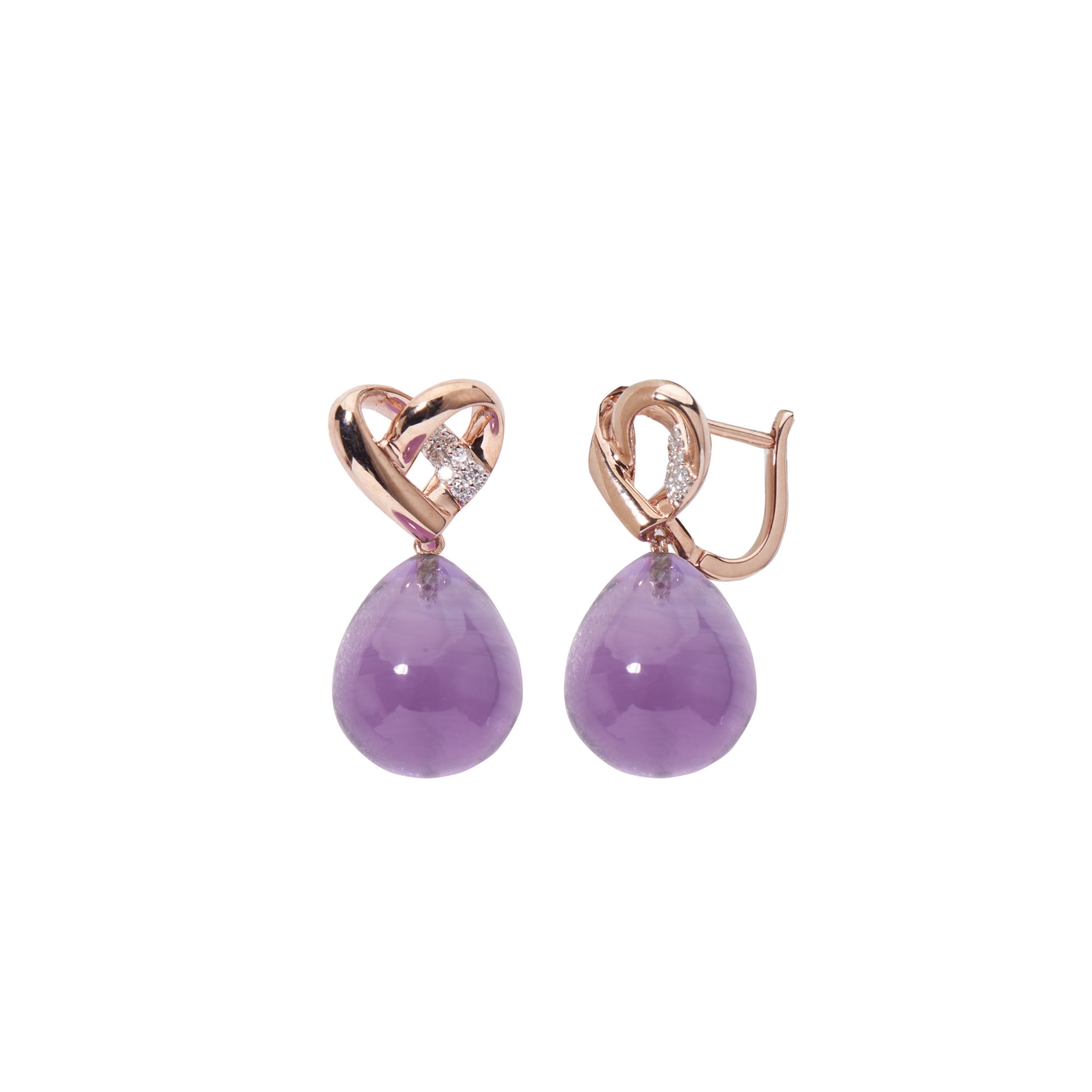 Orecchini Love Knot con ametista e diamanti