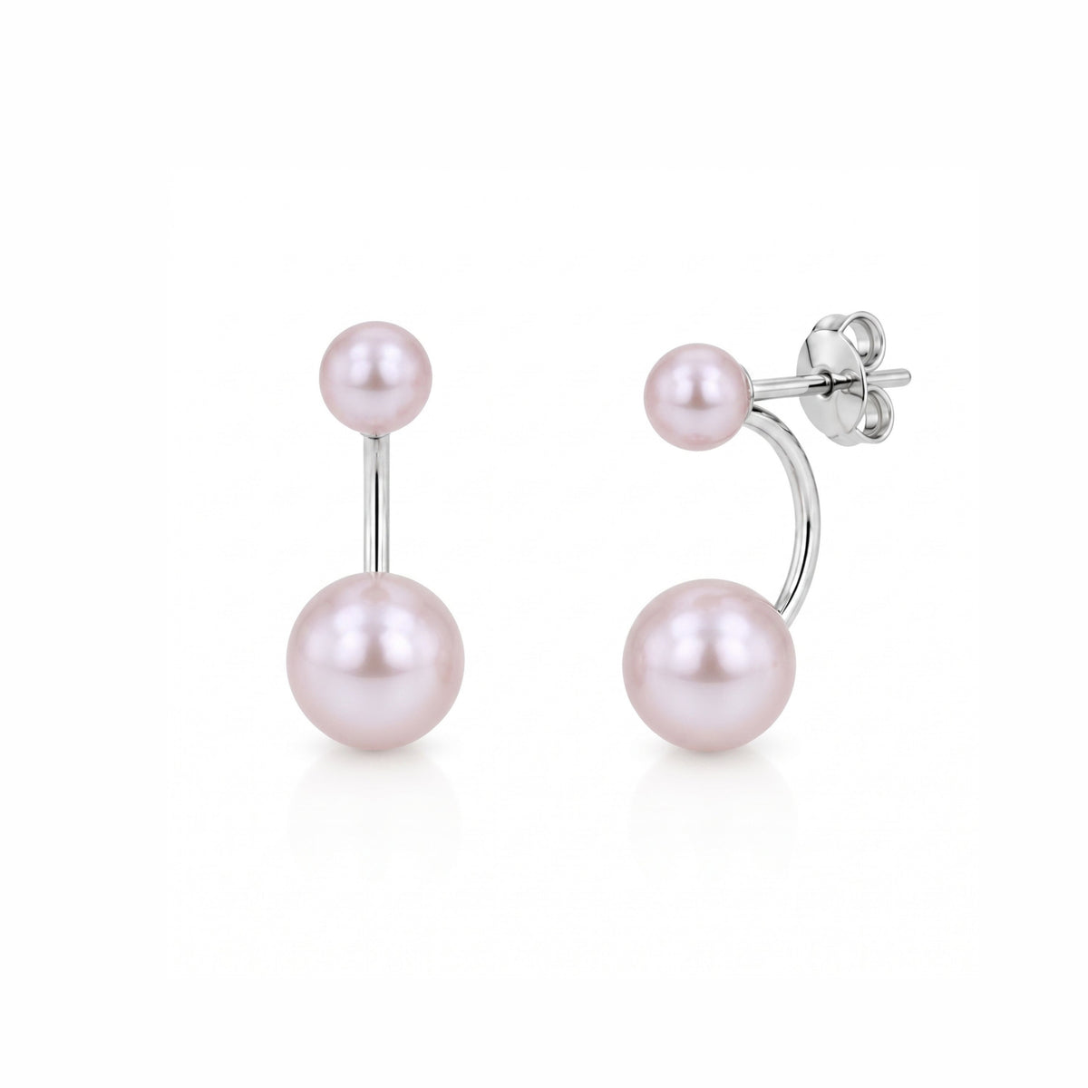 Orecchini Jacket MIMÍ Milano in argento 925 con perle Freshwater viola 5-5,5 e 8-8,5 mm