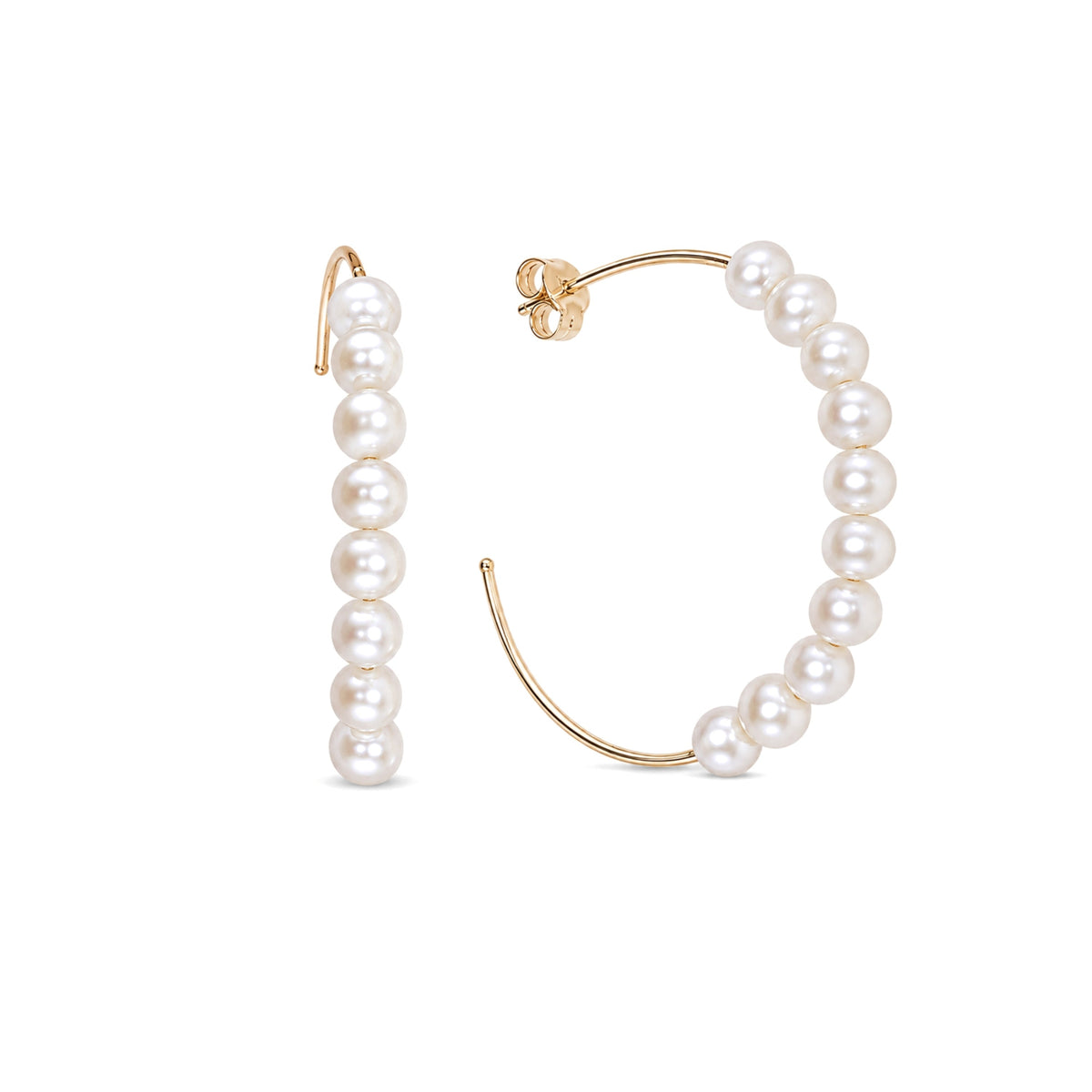 Large Hoop Earrings white pearls 9k yellow gold — MIMÍ Milano