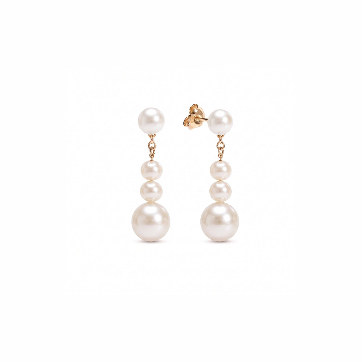 Orecchini pendenti corti MIMÍ Milano in oro giallo 9k con perle Freshwater bianche da 3,5 a 20 mm