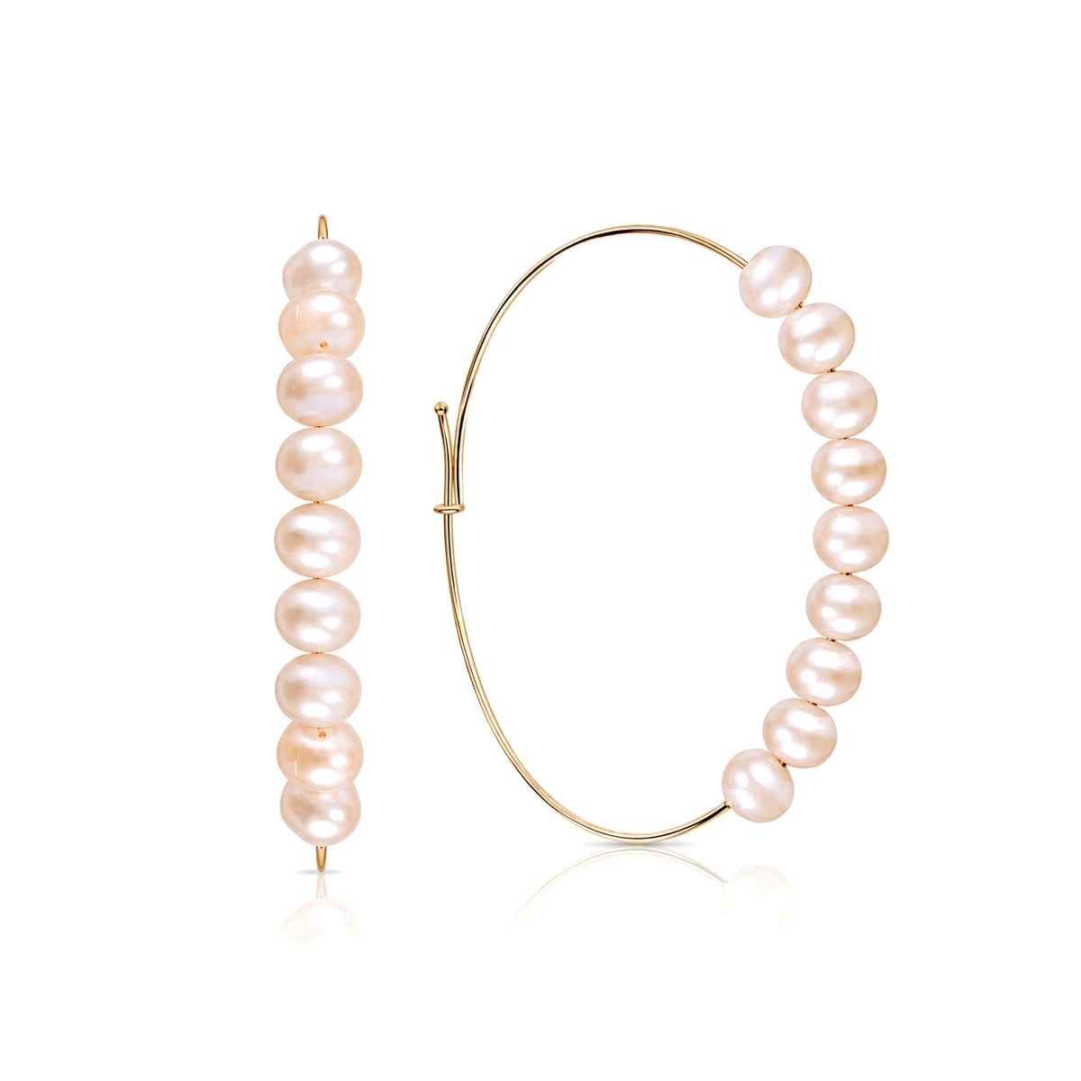Maxi Hoop Earrings pink pearls 9k yellow gold — MIMÍ Milano