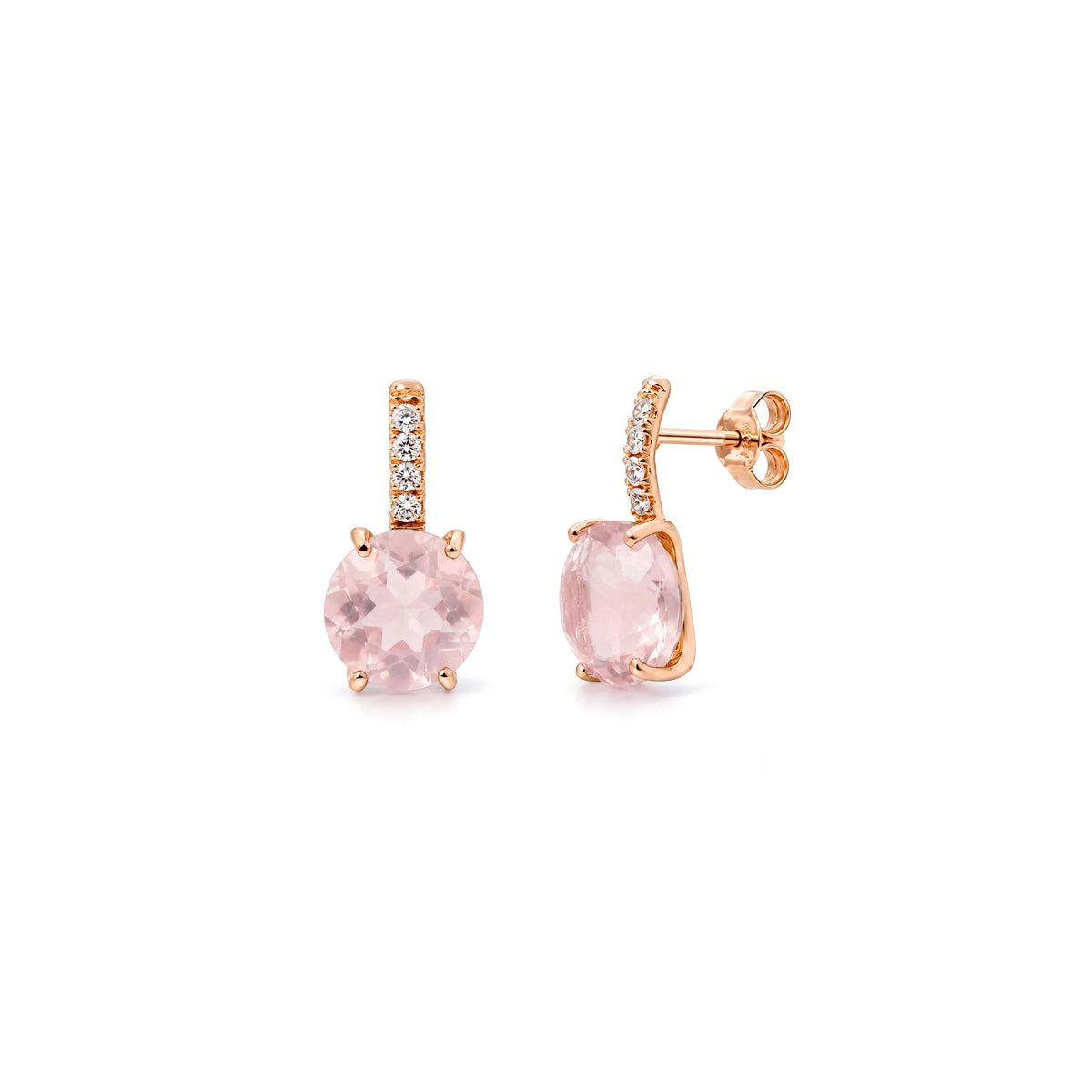 Cherry rose quartz earrings in 18k rose gold — MIMÍ Milano