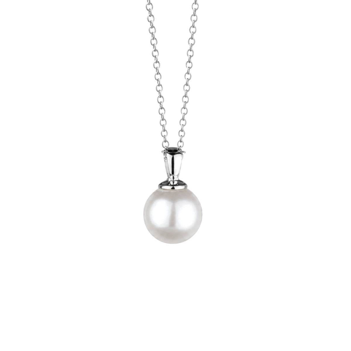 White Akoya pearl pendant in 18k white gold — MIMÍ Milano