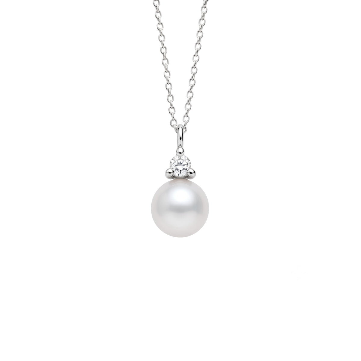 White Akoya pearl pendant with diamonds 6-8.5 mm — MIMÍ Milano
