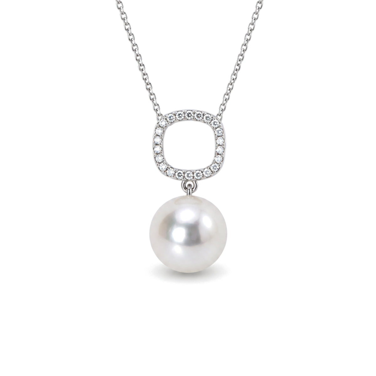 Cushion pendant with white Akoya pearl — MIMÍ Milano