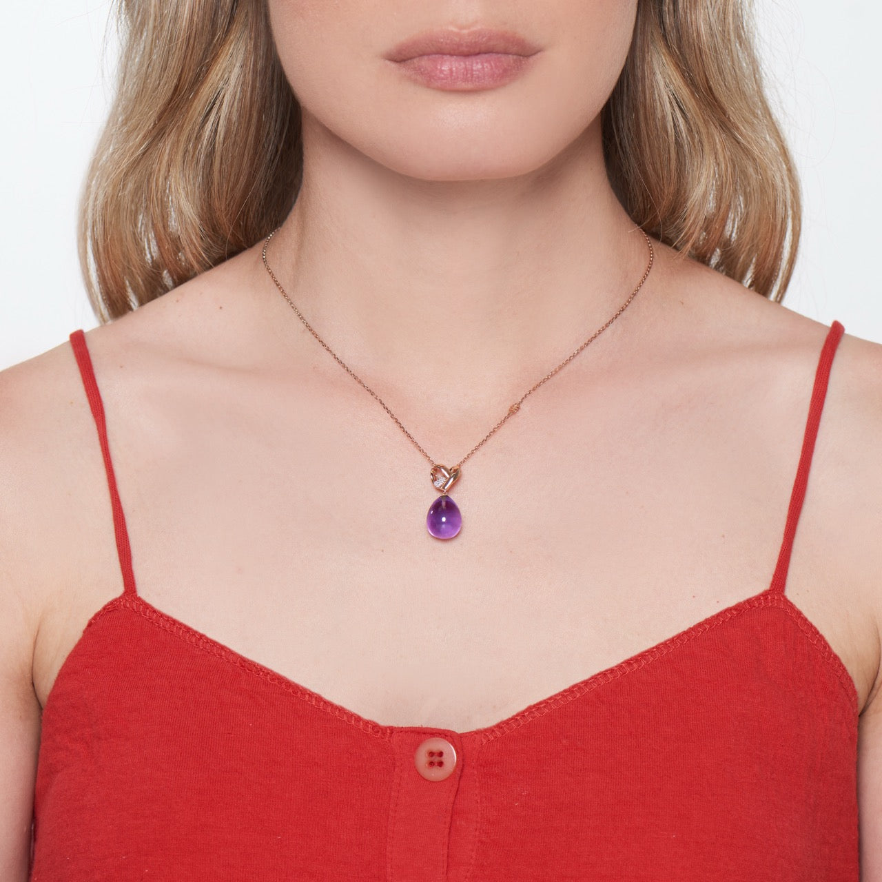 Pendente Love Knot con ametista e diamanti