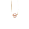 Pink pearl pendant with diamond-cut chain