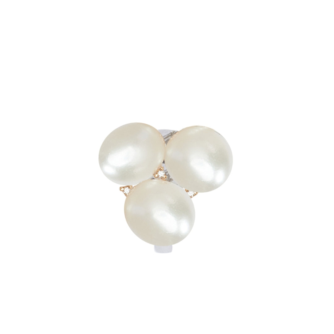 MIMI Anello Blanche in argento e oro con perle barocche bianche e diamanti