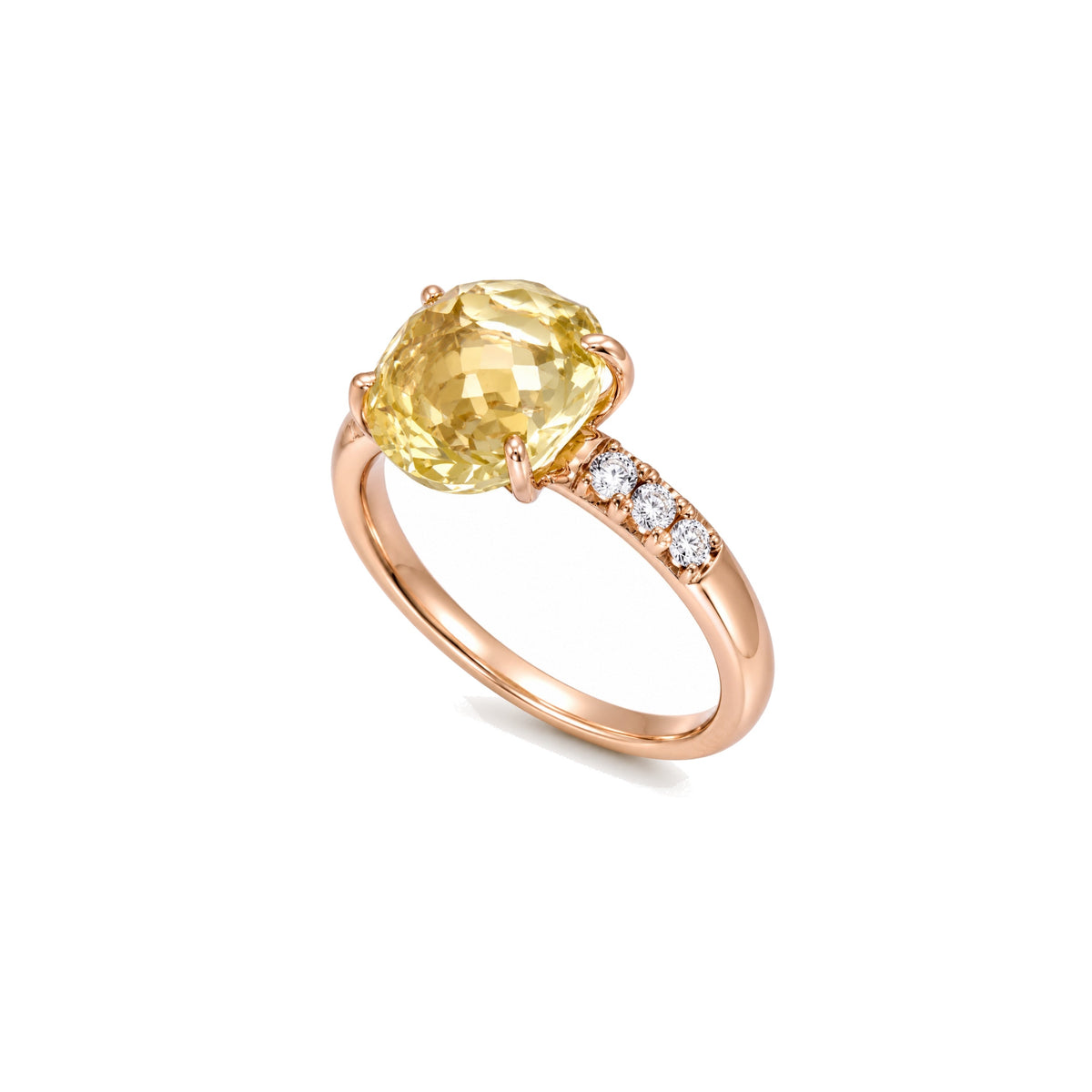 Anello Cherry in oro rosa 18k con quarzo, quarzo lemon e diamanti — MIMÍ Milano