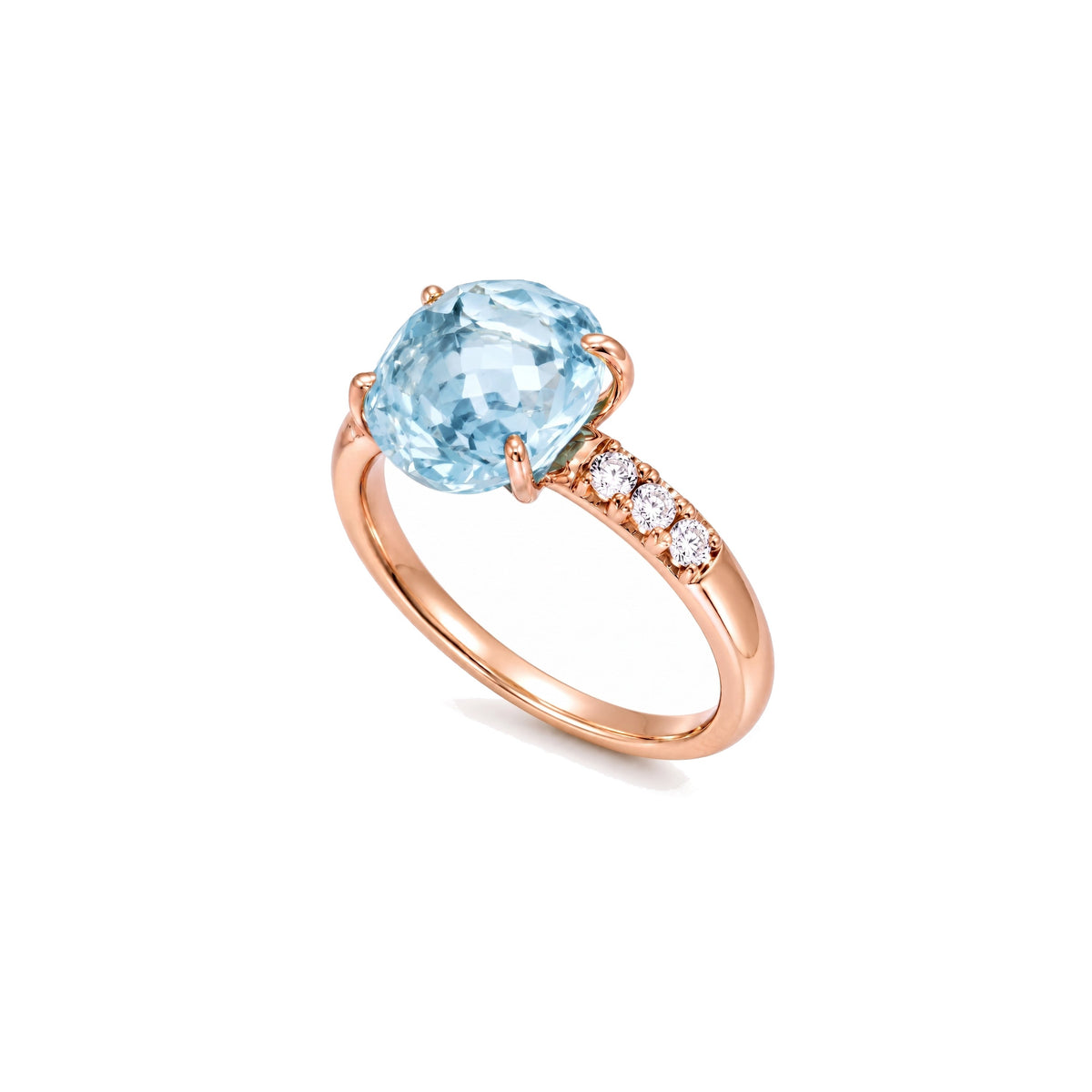 Anello Cherry in oro rosa 18k con topazio azzurro e diamanti — MIMÍ Milano