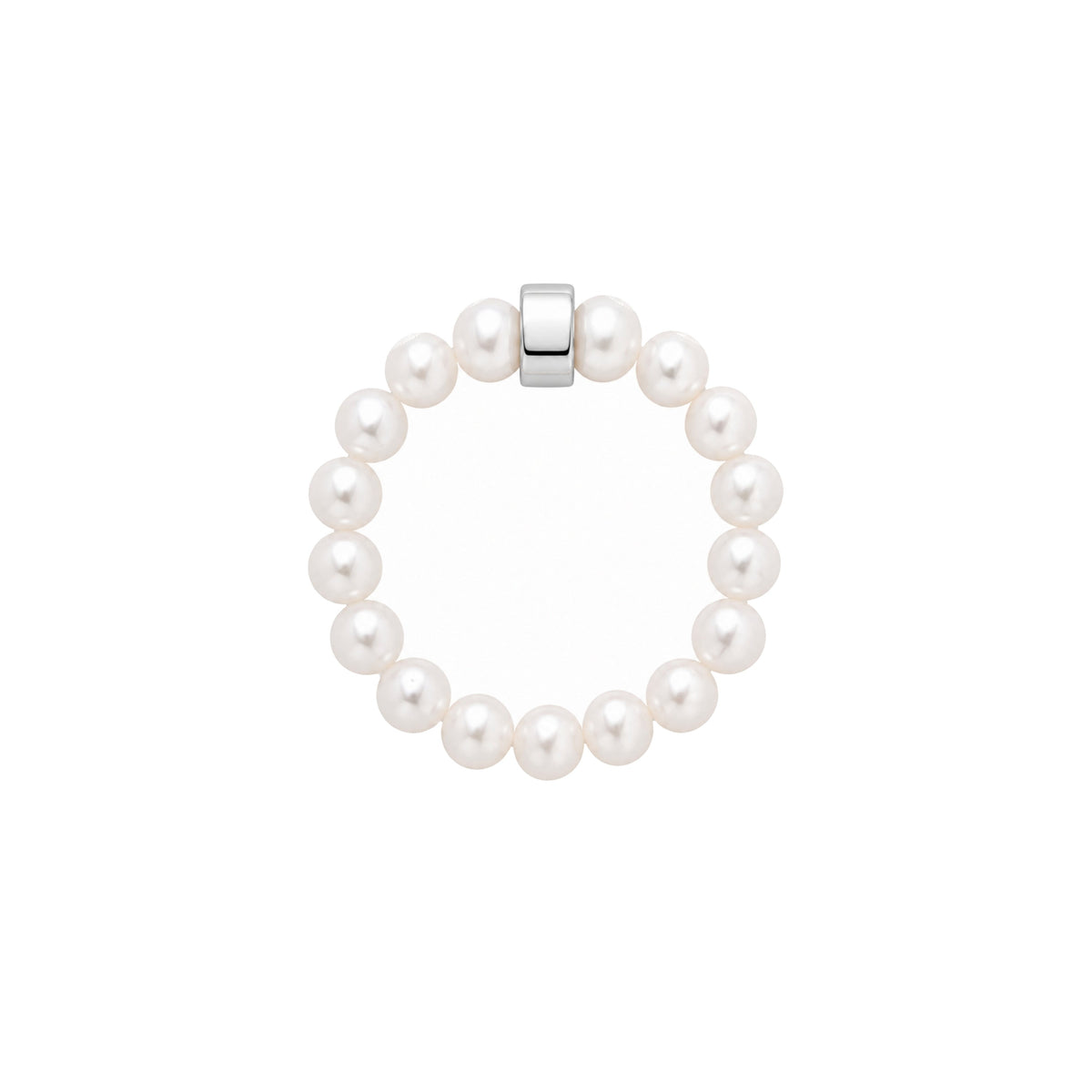 Anello elastico in argento 925 con perla Freshwater bianca 3,5-4 mm — MIMÍ Milano
