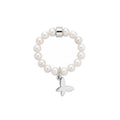 Elastica Butterfly ring with white pearls