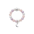 Elastica Moon ring with multicolour pearls