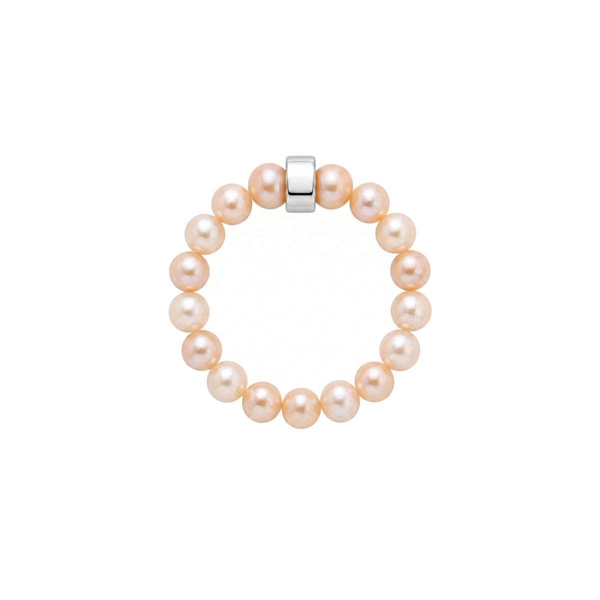 Anello elastico in argento 925 con perla Freshwater rosa 3,5-4 mm — MIMÍ Milano