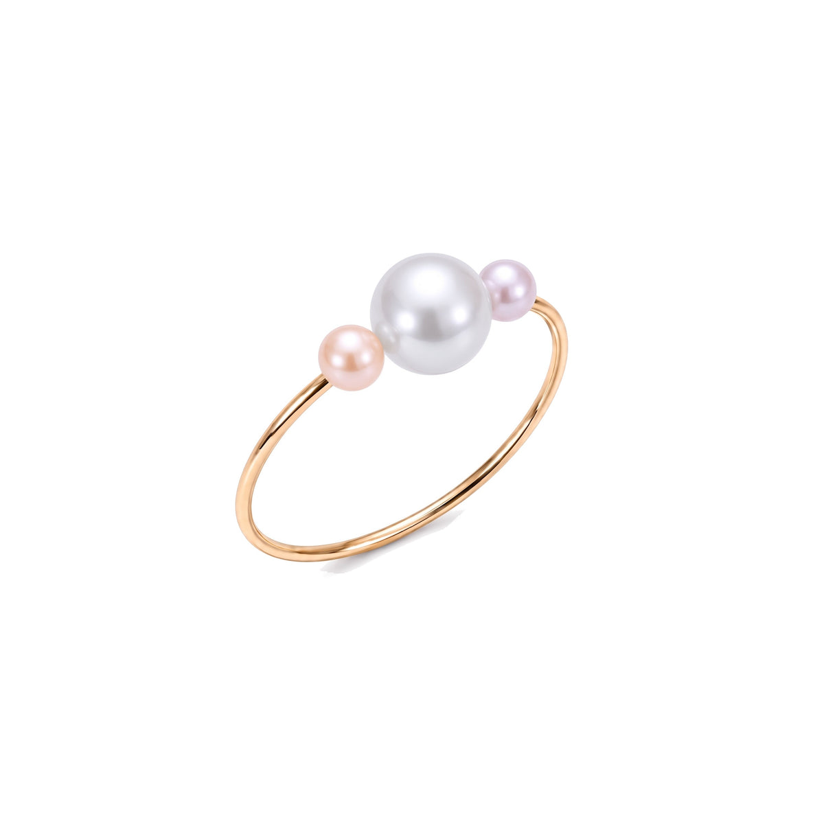 Anello in oro giallo 9k con perla Freshwater rosa 3,5-4 mm — MIMÍ Milano