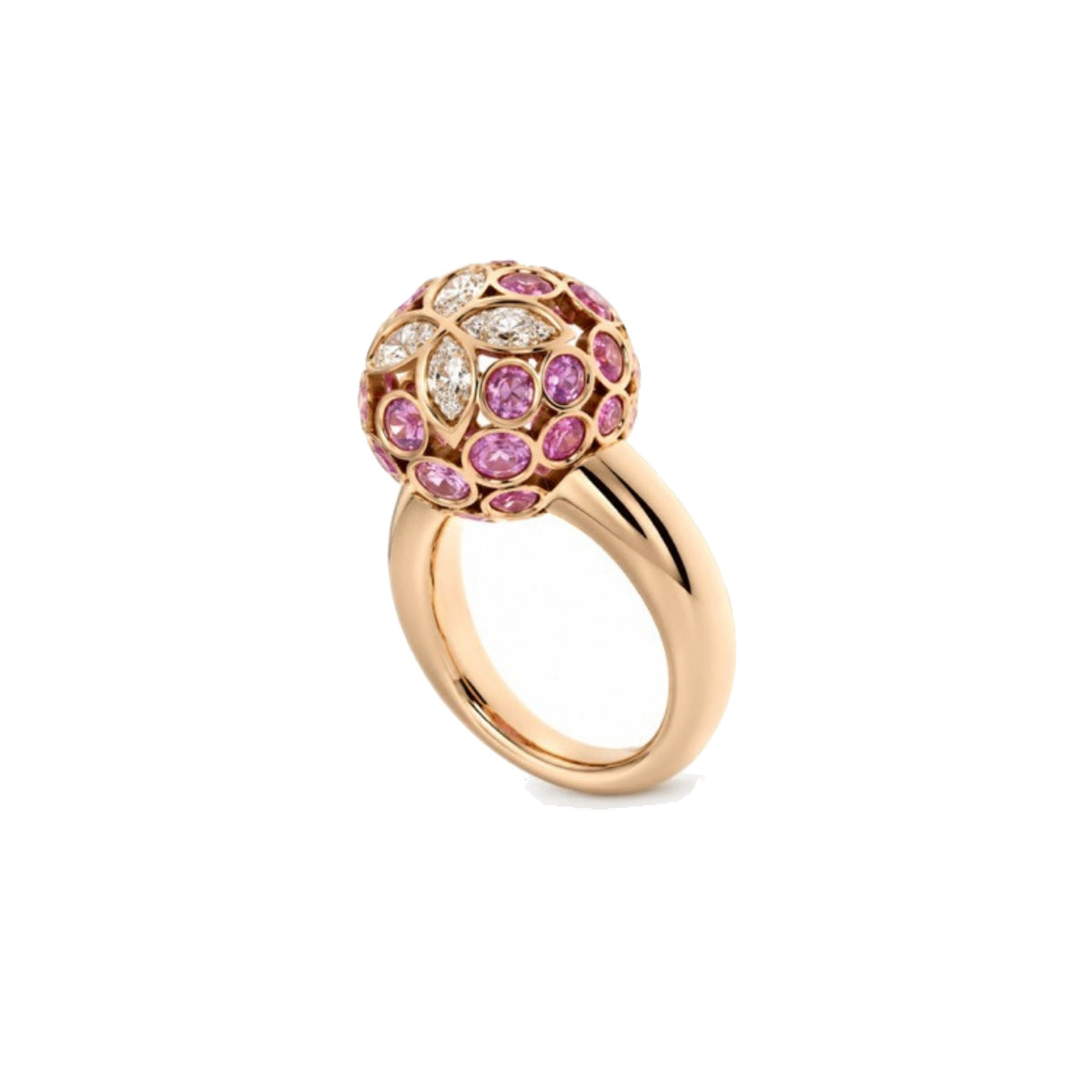 Anello Milano in oro rosa 18k con zaffiro rosa e diamanti — MIMÍ Milano — vista 2