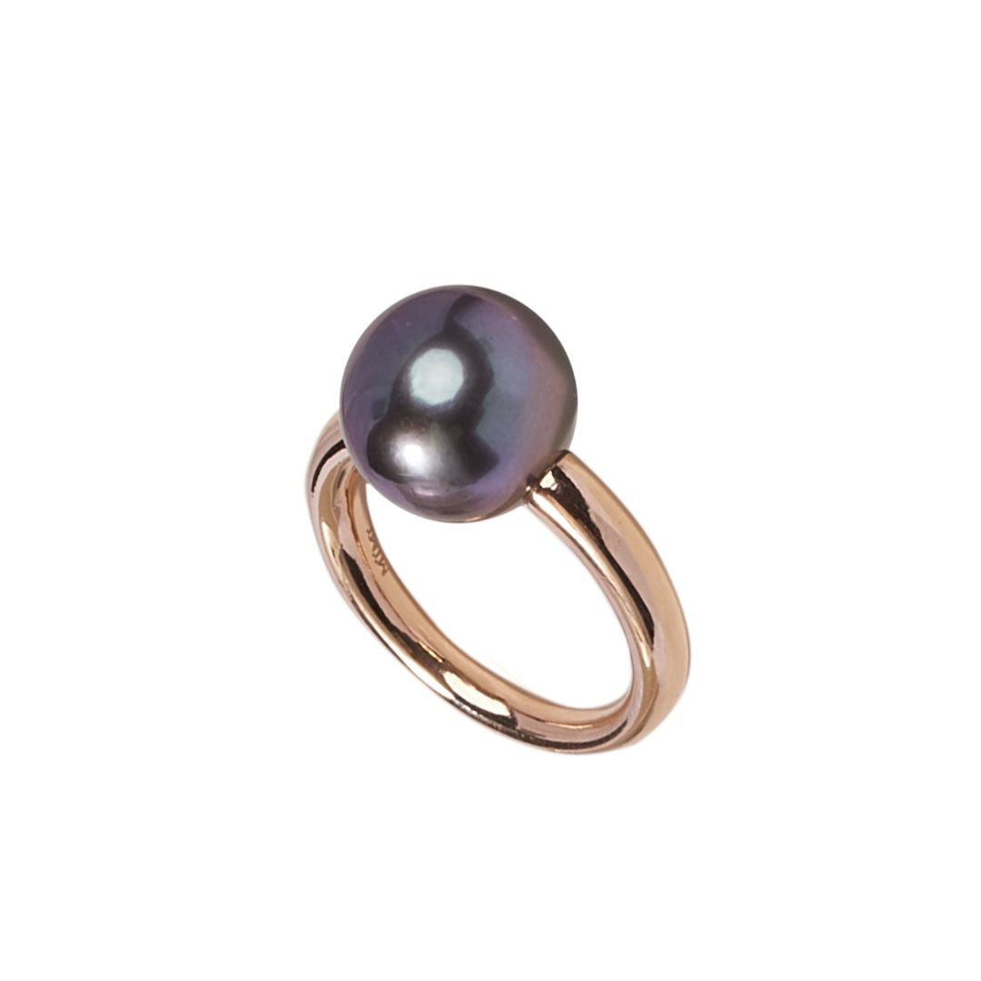 MIMI Anello Milano in oro 18k con perla South Sea nera
