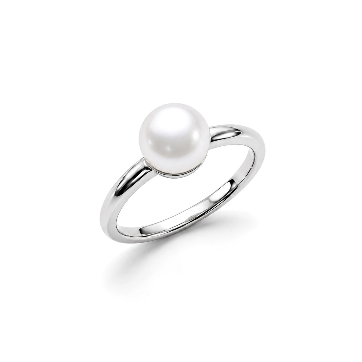 Anello solitario in argento 925 con perla Freshwater bianca 8-8,5 mm — MIMÍ Milano