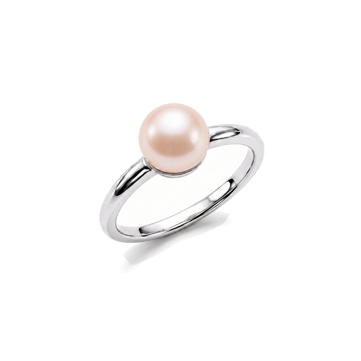 Anello solitario in argento 925 con perla Freshwater rosa 8-8,5 mm — MIMÍ Milano