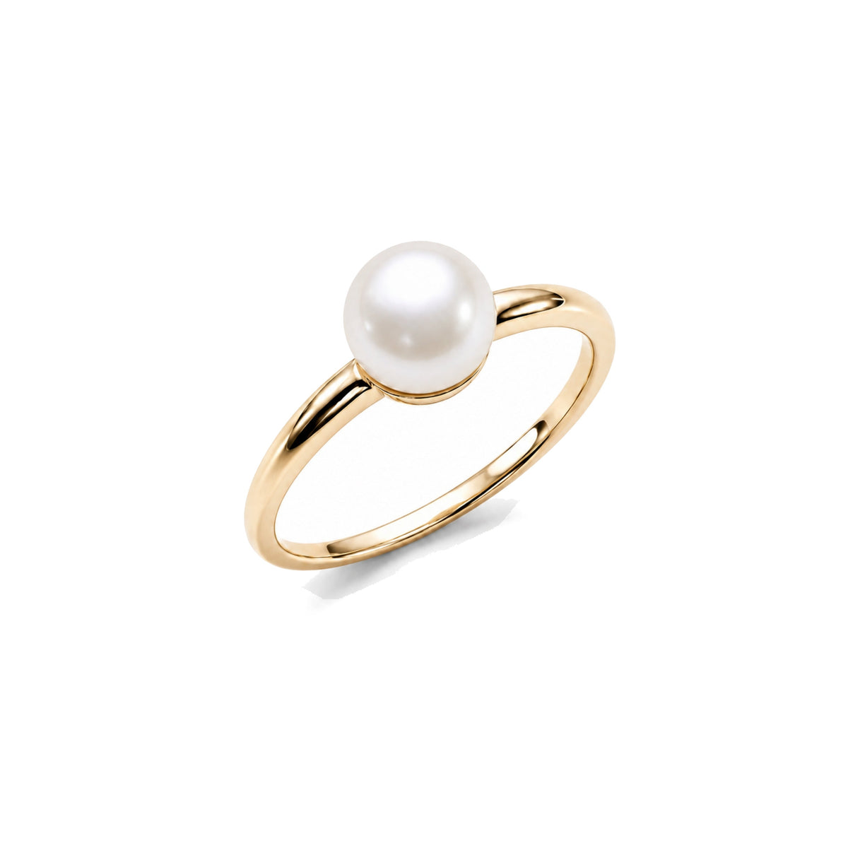 Anello solitario in oro giallo 9k con perla Freshwater bianca 8-8,5 mm — MIMÍ Milano