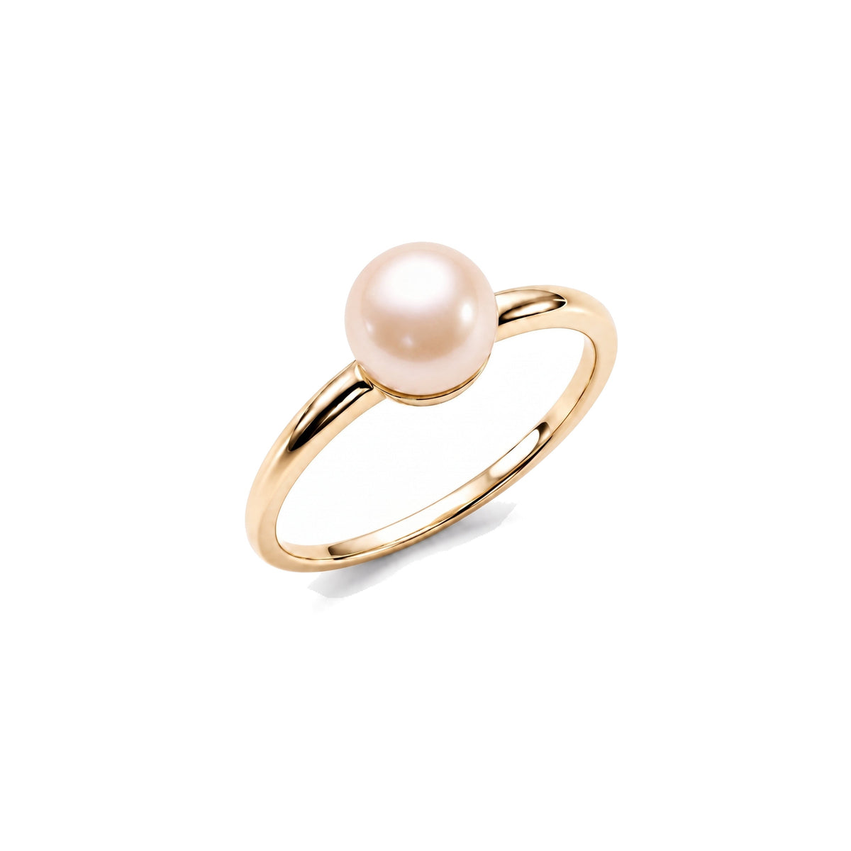 Anello solitario in oro giallo 9k con perla Freshwater rosa 8-8,5 mm — MIMÍ Milano