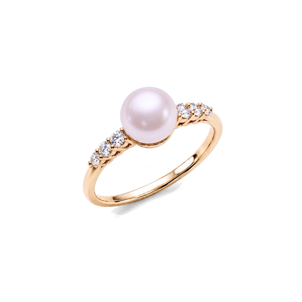 Anello solitario in oro giallo 9k con perla Freshwater viola 8-8,5 mm e diamanti — MIMÍ Milano