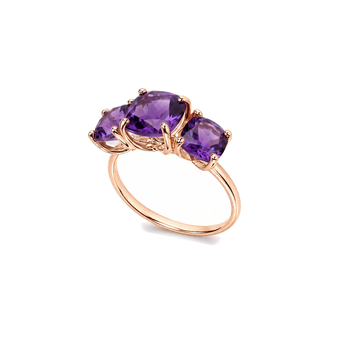 Anello trilogy Shanti in oro rosa 18k con ametista — MIMÍ Milano