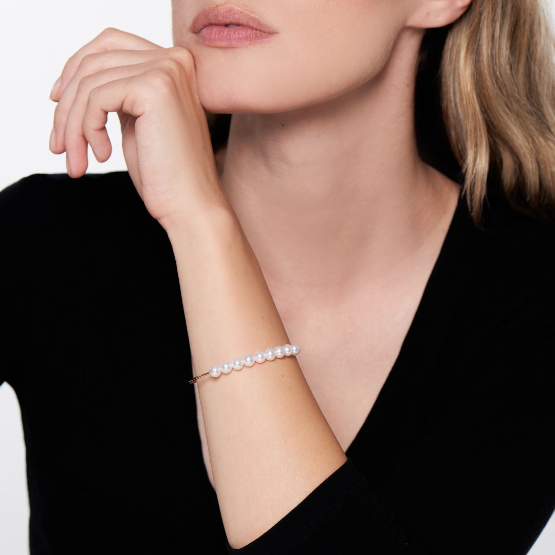 MIMI Bangle Oro 18K con Perle Freshwater perle bianche