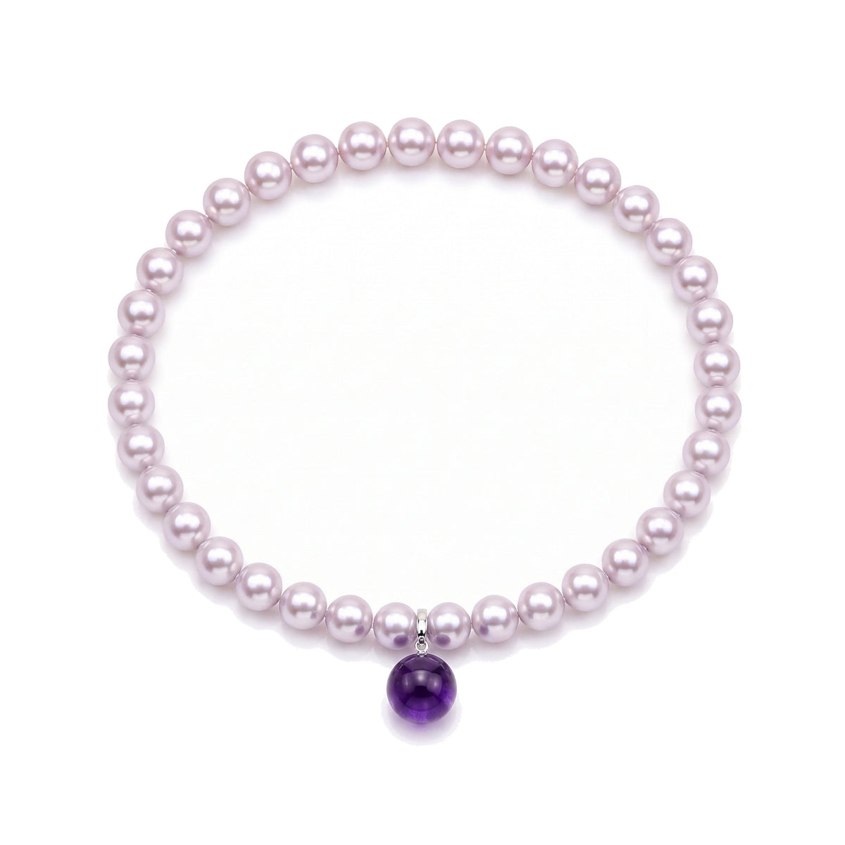 Bracciale doppio in argento 925 con perle Freshwater viola e doppietta, madreperla 39 cm color — MIMÍ Milano