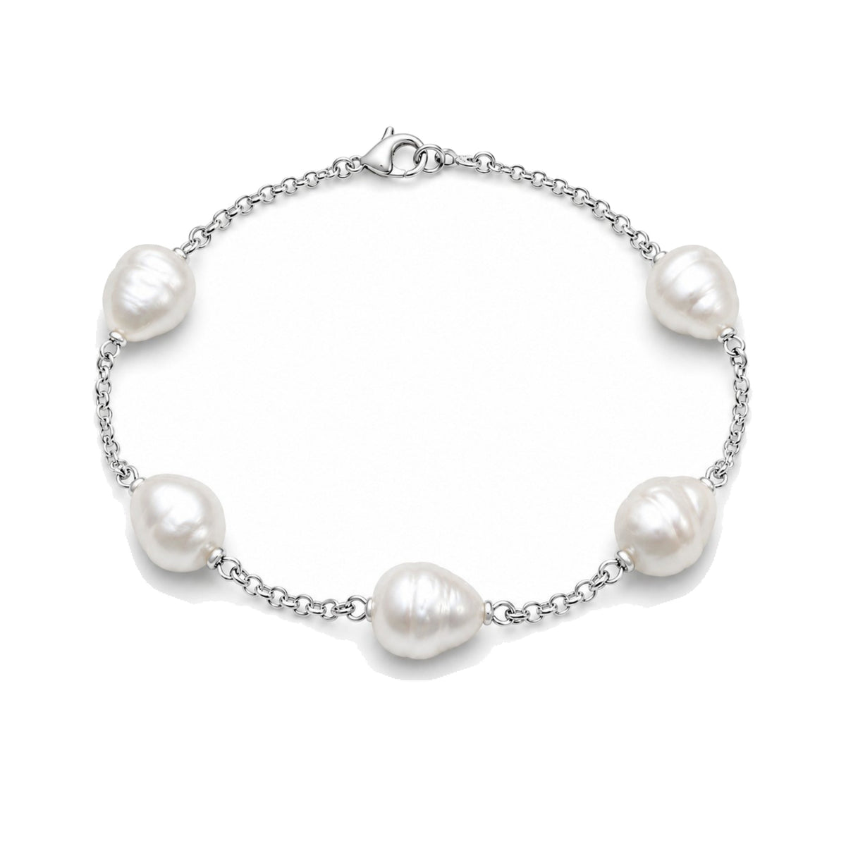 Bracciale in argento 925 con perle barocche bianche 10x9 mm 17 cm — MIMÍ Milano