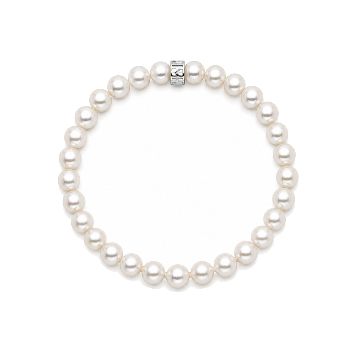 Bracciale in argento 925 con perle Freshwater bianche 5,5-6 mm e charm rondelle — MIMÍ Milano
