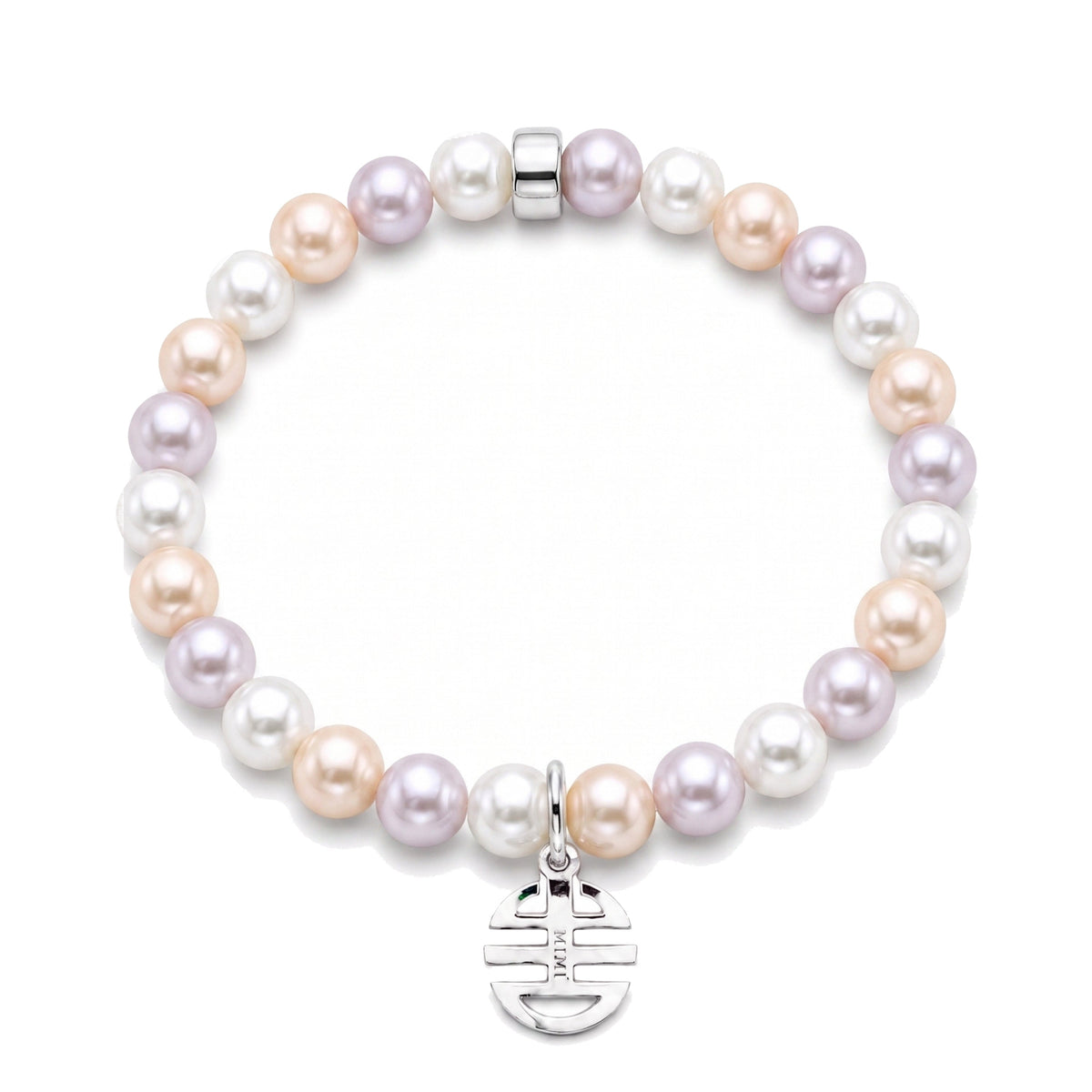 Bracciale in argento 925 con perle Freshwater multicolor 5,5-6 mm e charm Ognibene — MIMÍ Milano