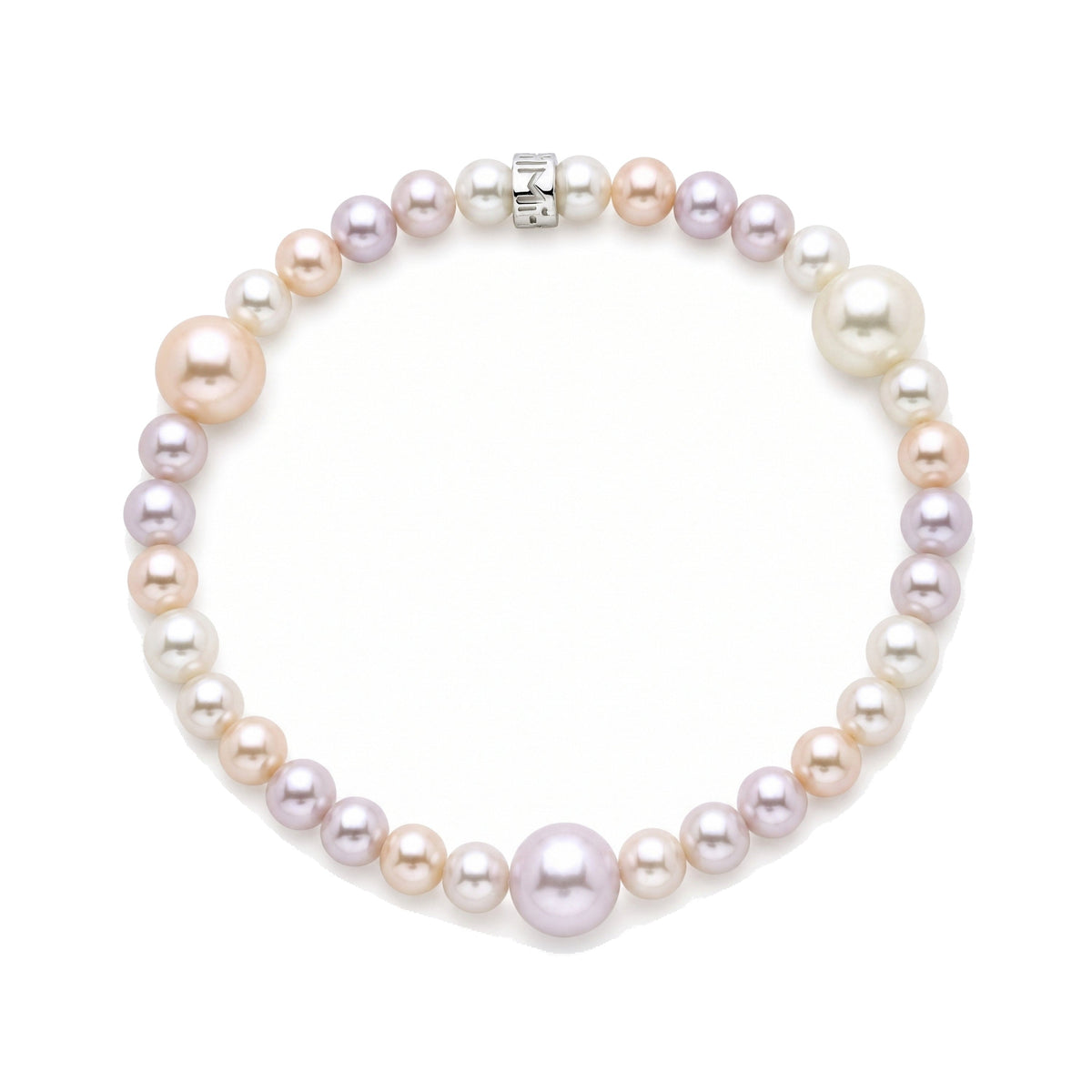Bracciale in argento 925 con perle Freshwater multicolor 5-6 mm e charm rondelle — MIMÍ Milano