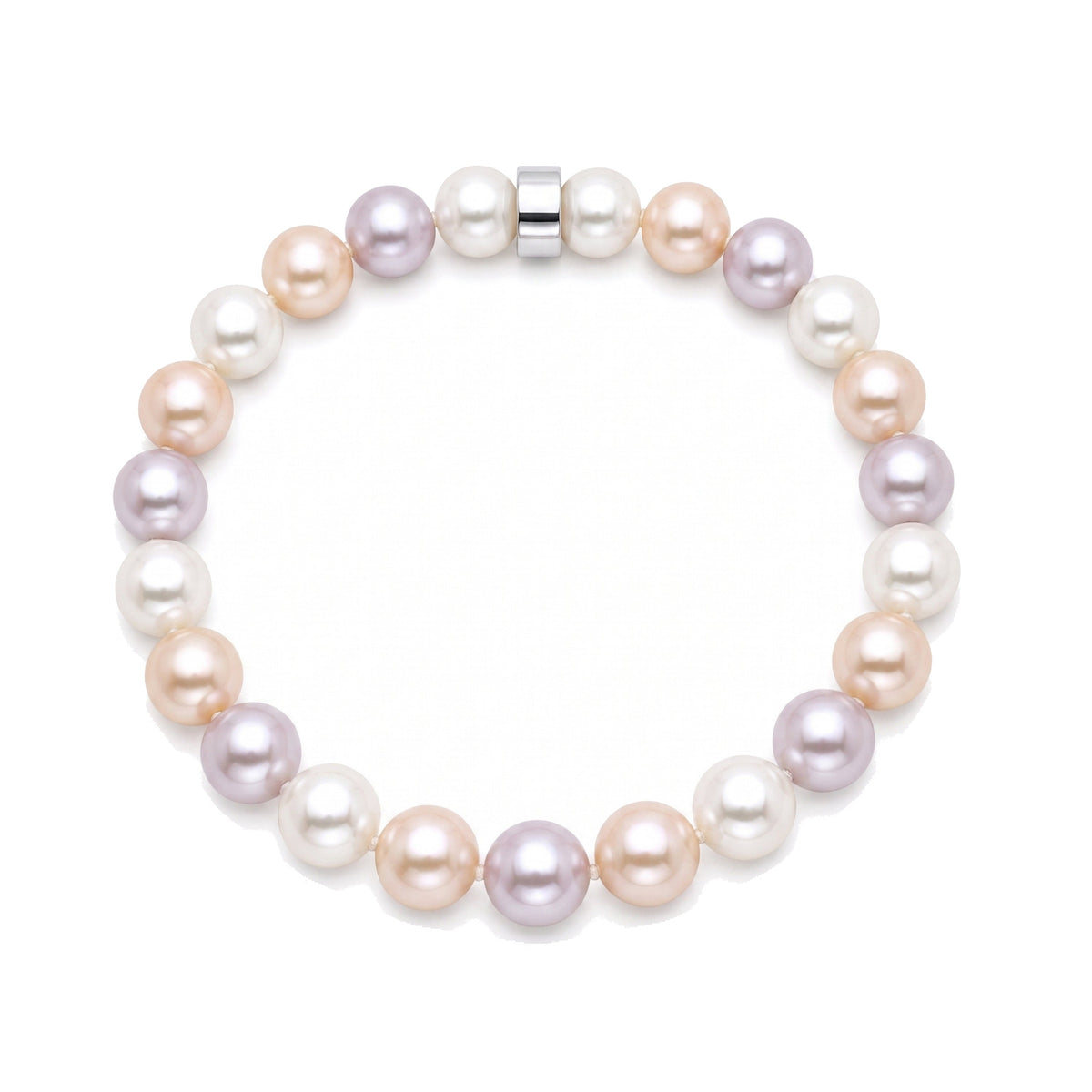 Bracciale in argento 925 con perle Freshwater multicolor 7-8 mm e charm rondelle — MIMÍ Milano