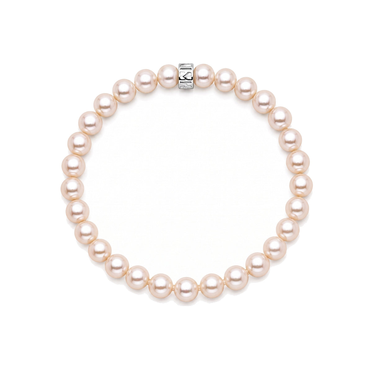 Bracciale in argento 925 con perle Freshwater rosa 5-6 mm e charm rondelle — MIMÍ Milano