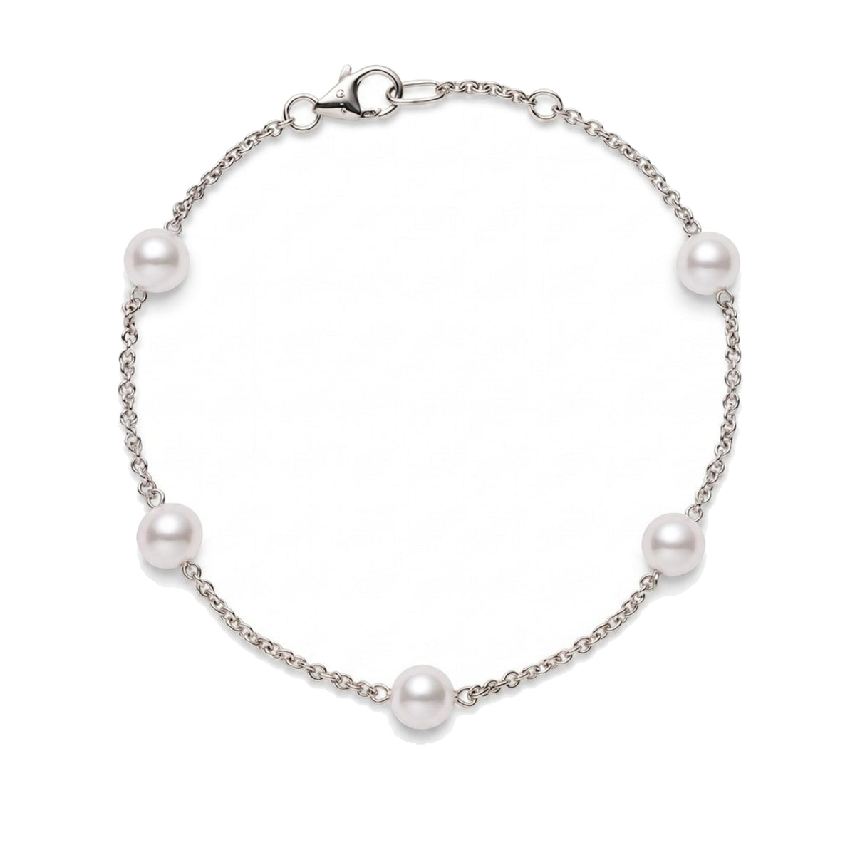 Bracciale in oro bianco 18k con perle Akoya bianche 5,5-6 mm — MIMÍ Milano