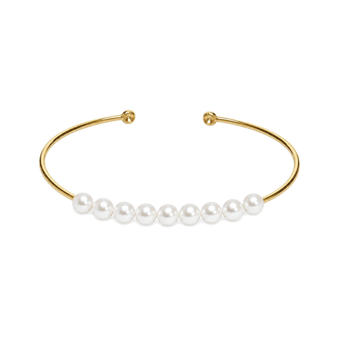 Bracciale in oro giallo 9k con perle Freshwater bianche 6-6,5 mm bangle — MIMÍ Milano