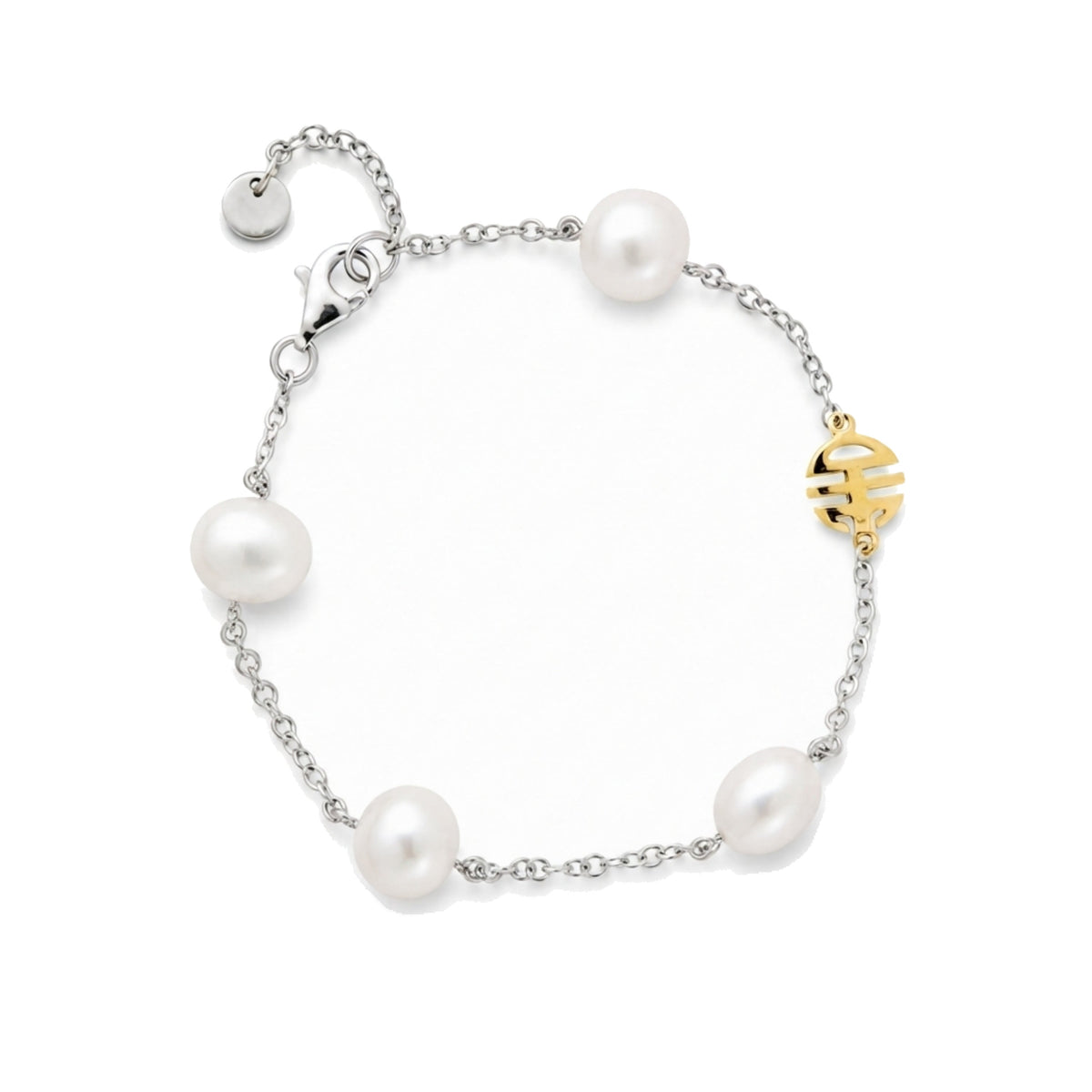 Bracciale in oro giallo 9k con perle Freshwater bianche 7 mm ovali — MIMÍ Milano
