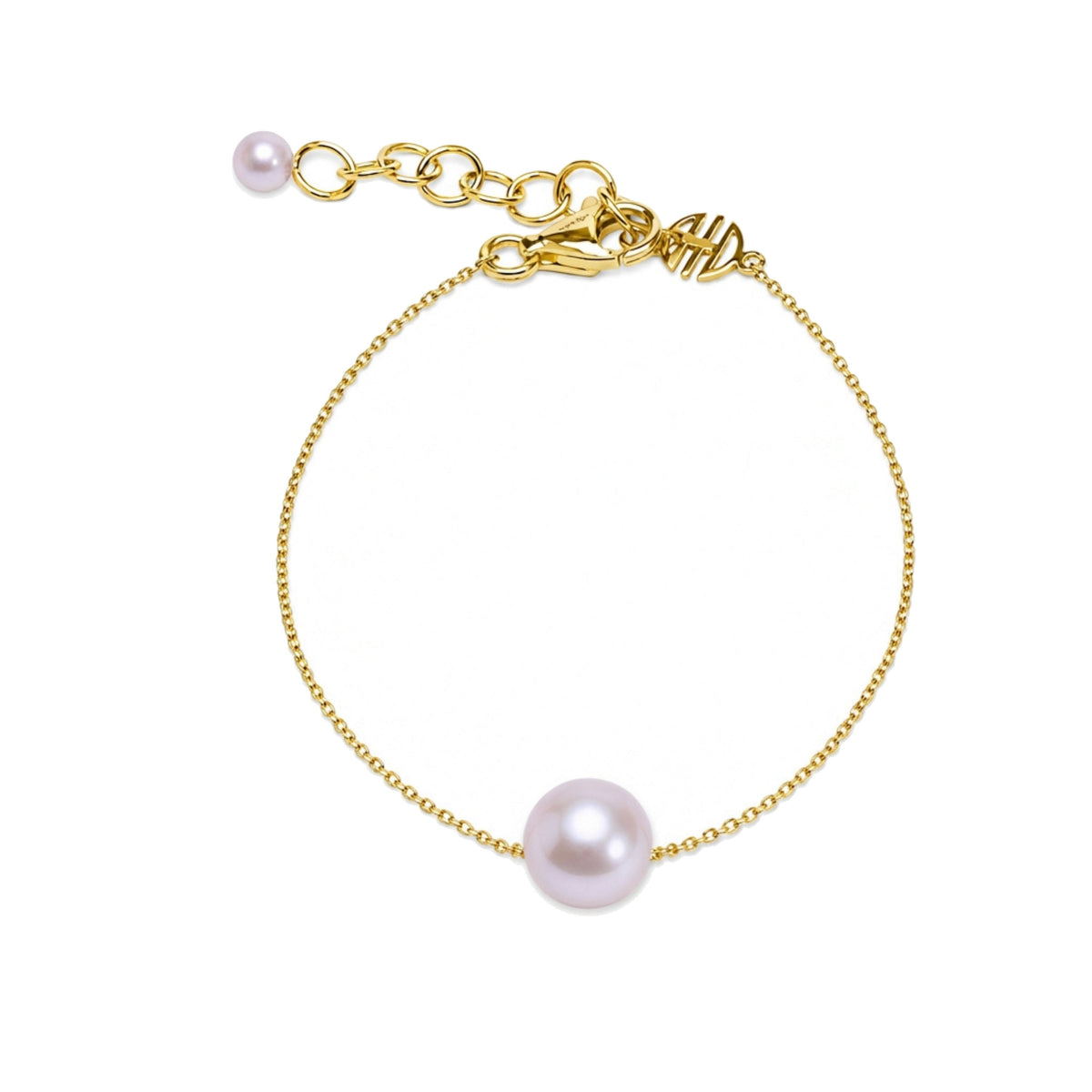 Bracciale in oro giallo 9k con perle Freshwater viola 6-6,5 mm round — MIMÍ Milano
