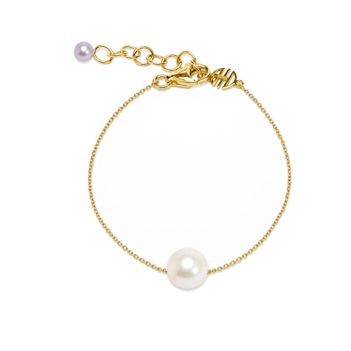 Bracciale in oro giallo 9k con perle Freshwater viola 6-6,5 mm round — MIMÍ Milano