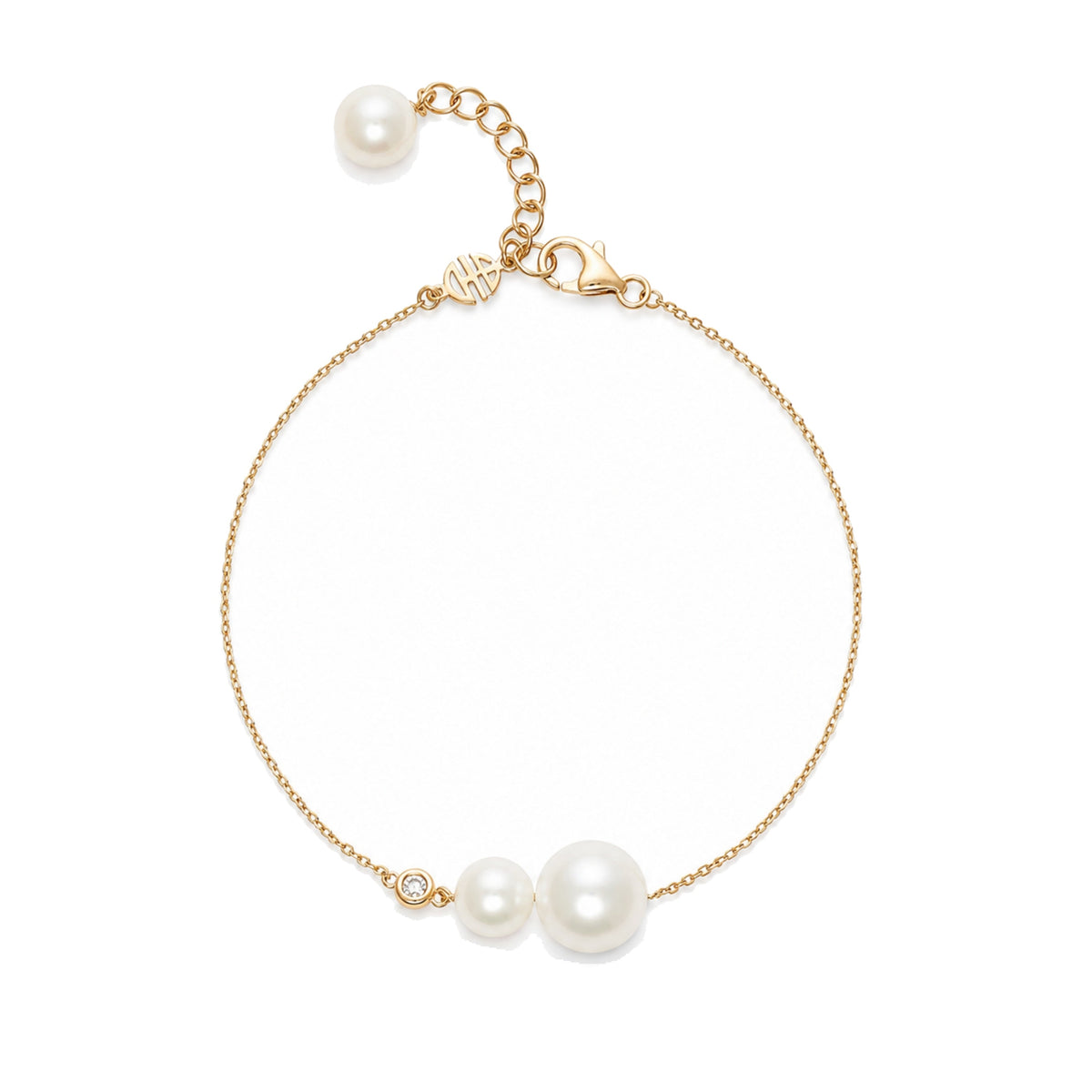 Bracciale in oro rosa 18k con perle Akoya bianche 8-8,5 mm e diamanti — MIMÍ Milano
