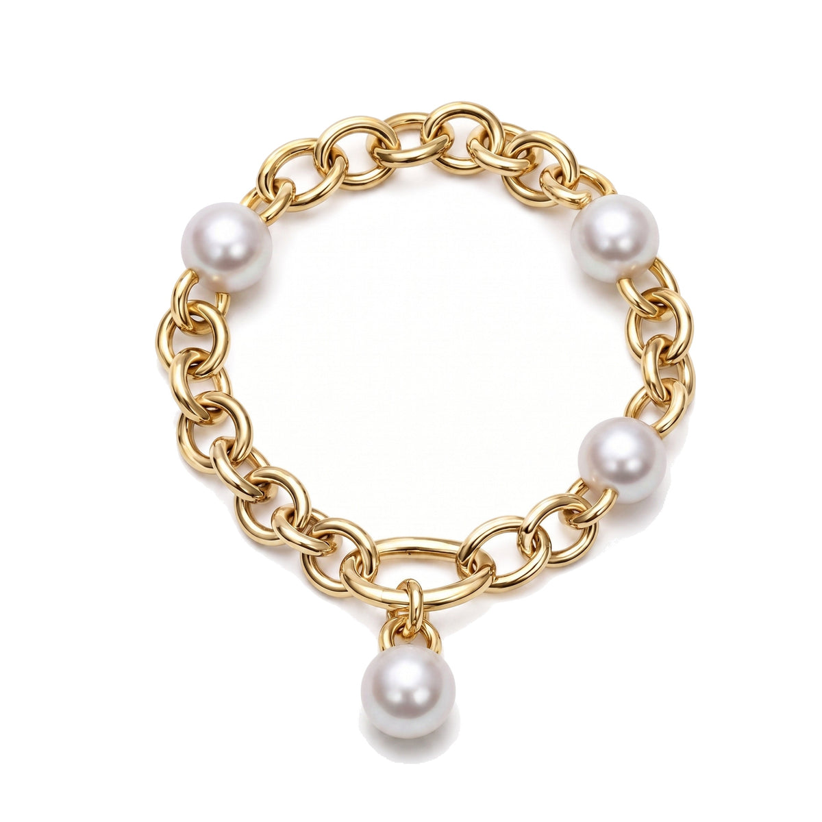 Bracciale Milano in oro giallo 18k con perle South Sea bianche 11 mm 18 cm — MIMÍ Milano